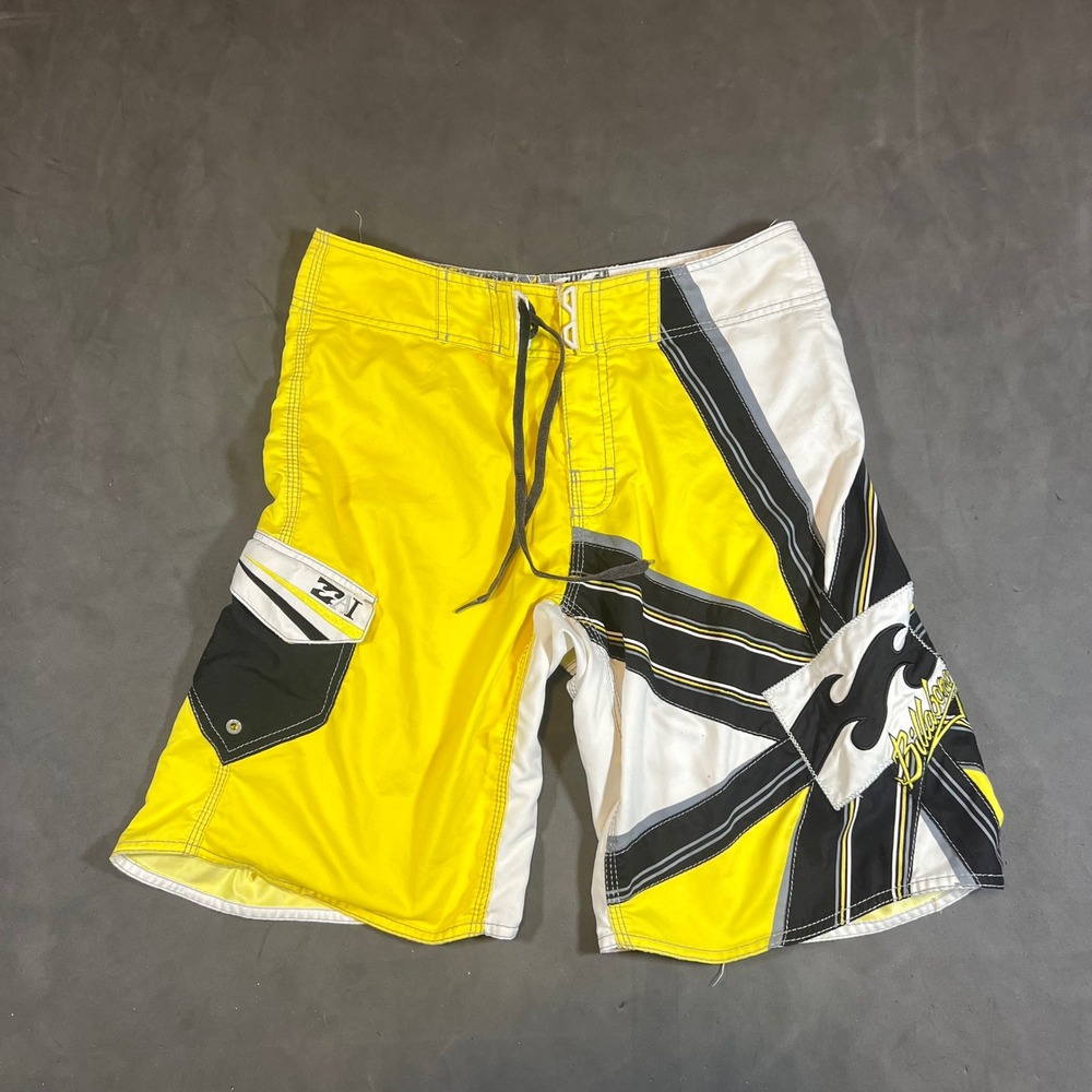 Billabong Andy Irons Rising Sun Shogun Board Shorts Y2K Yellow Size 32 Surf